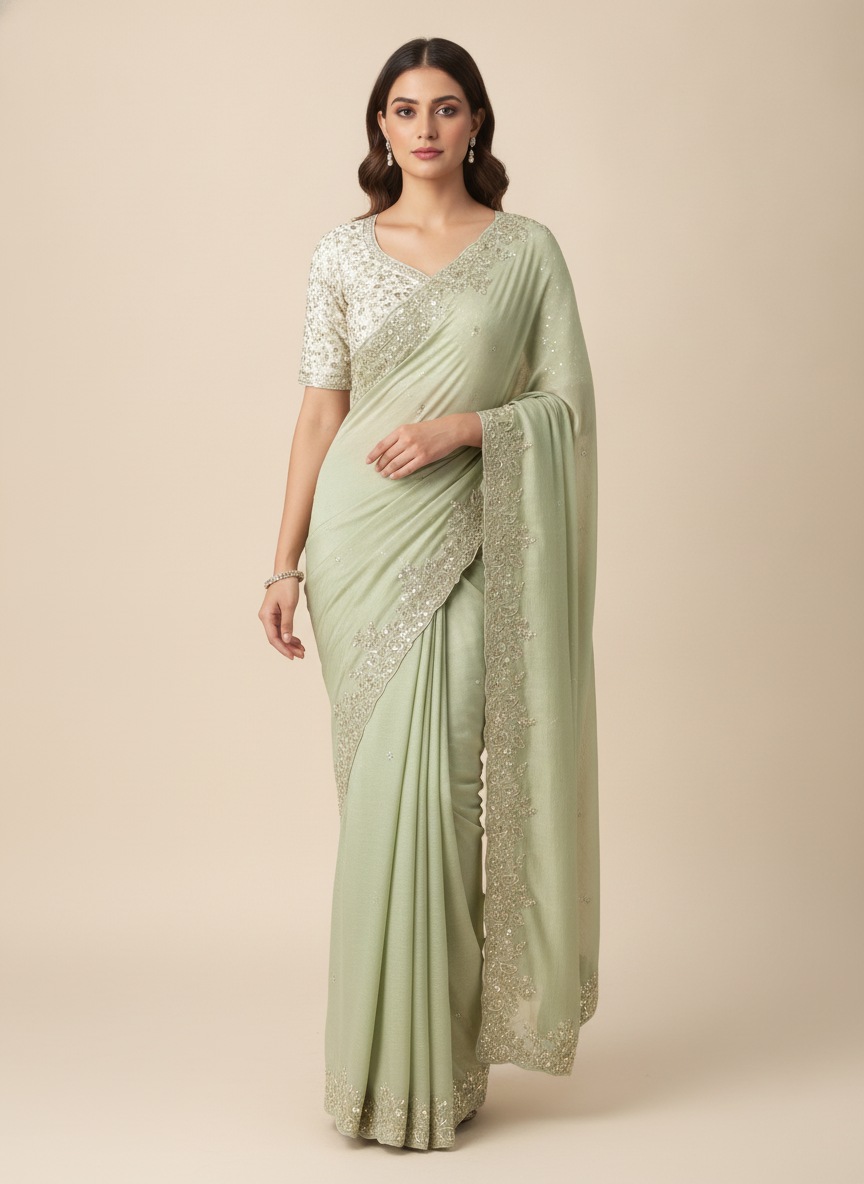 SAREE-KOLKATA-TISSUE-EMBROIDED-KEZ 2065